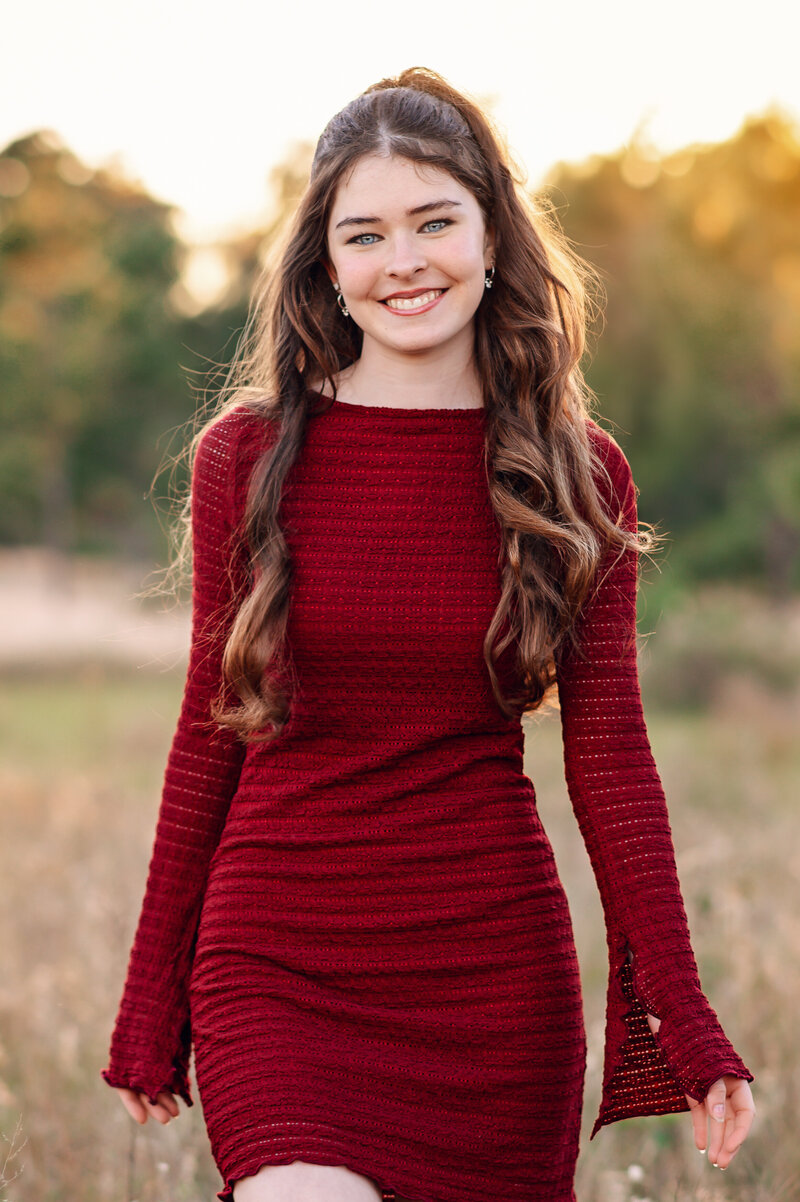 Orlando high school senior girl with white flowered dress on a Casa Feliz in Winter Park