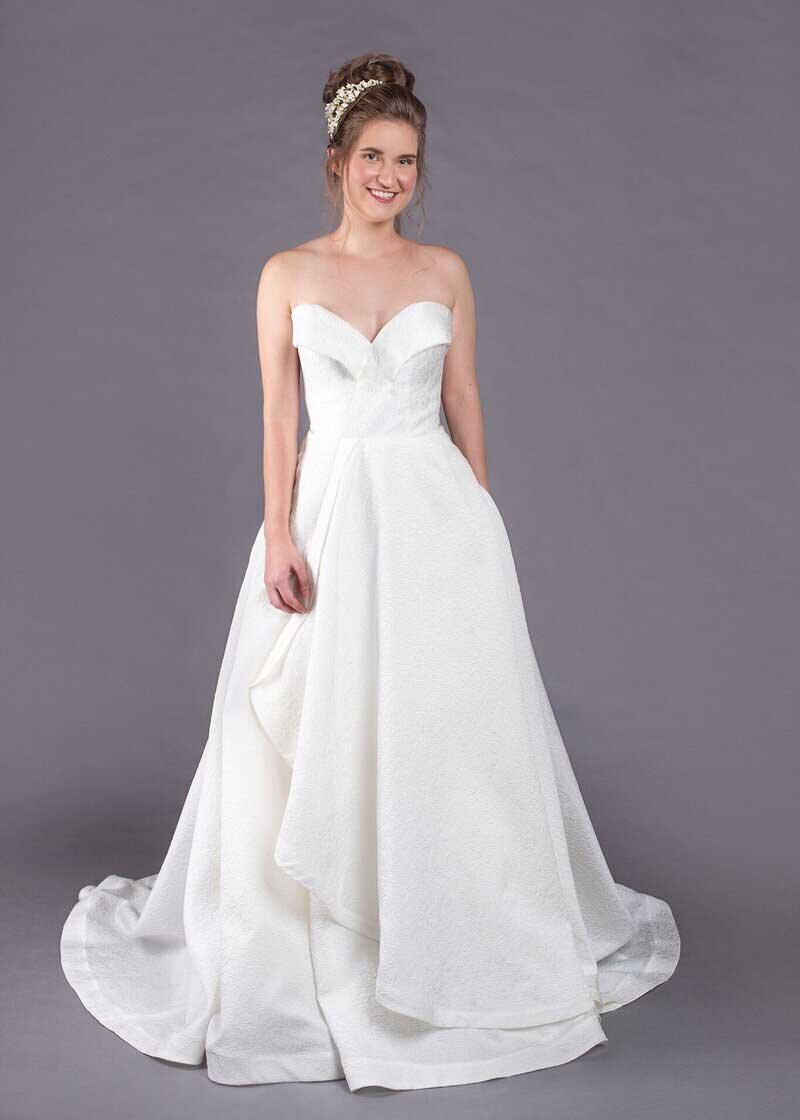 vintage inspired wedding dress full skirt pockets