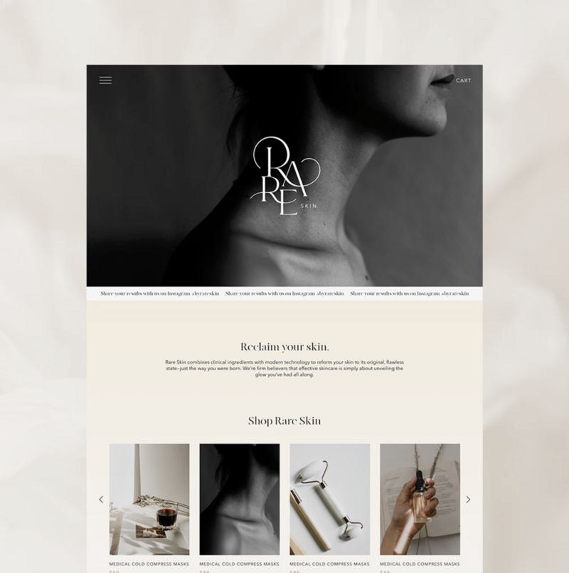 Rare Skin website design