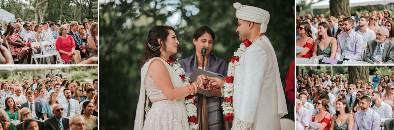 Crowd watches as bride and groom partake in the ceremonies at  Bartram's Garden in Philadelphia.