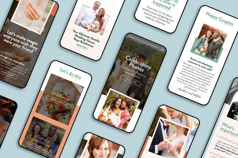 Mobile Showit website design for a Seattle wedding photographer