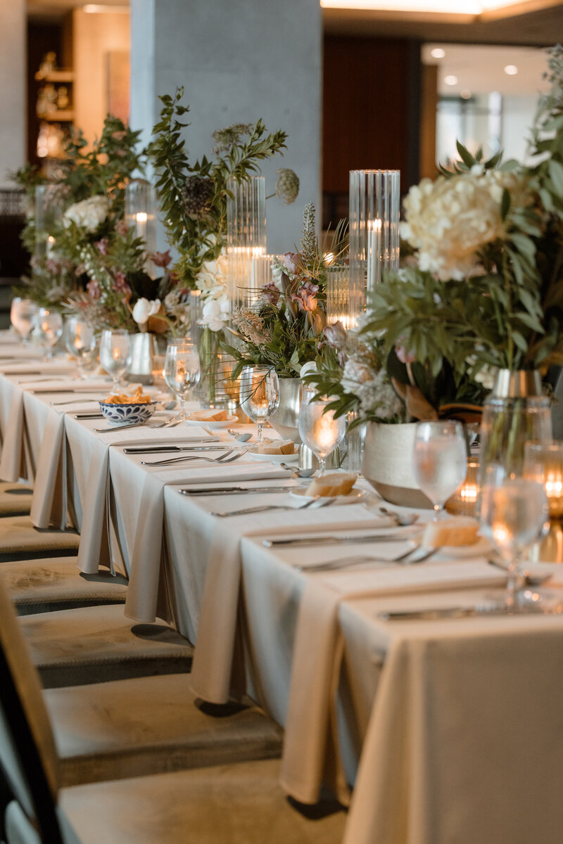 wedding party table all set up at The Hotel Haya