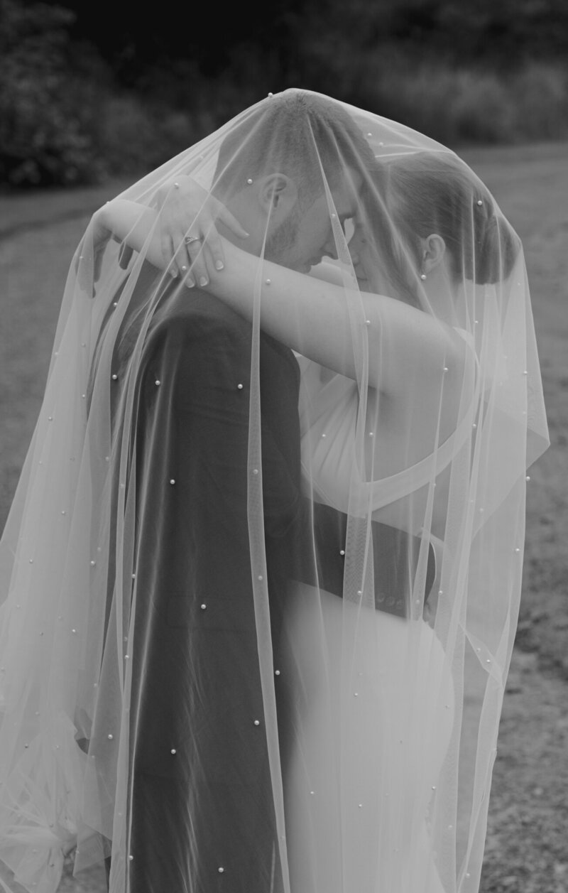 Maryland Bride and Groom under Veil