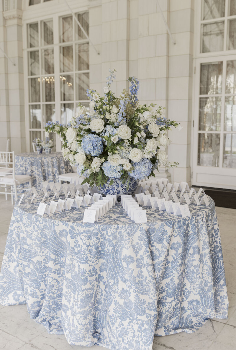 Escort card table design at Rosecliff Mansion in Newport Rhode Island by Gathered East