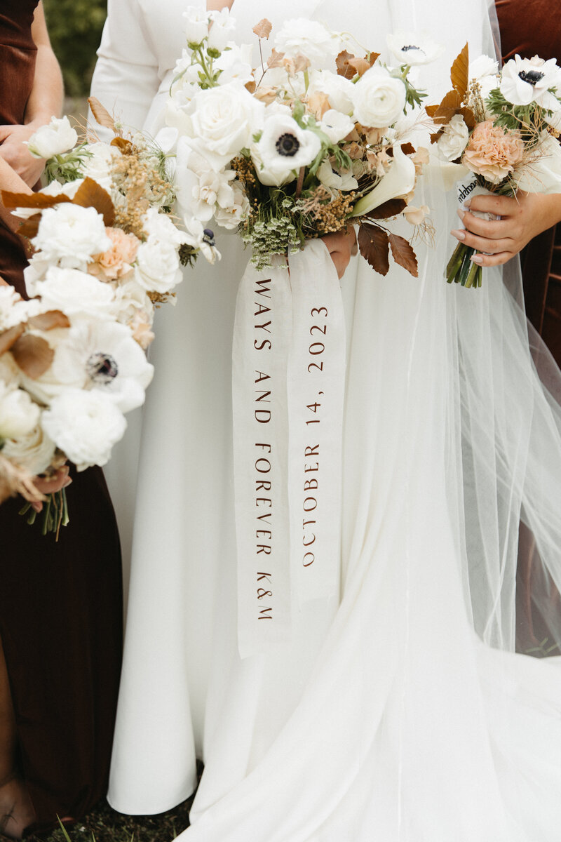 Bride and groom holding vow books