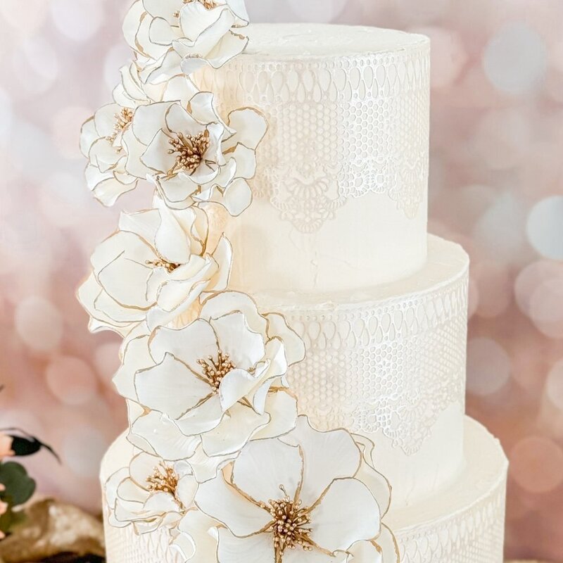 4gold trimmed sugar flowers wedding cake bundle classic cascade 