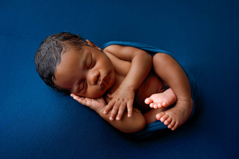 Newborn Baby Boy inspo Deep Blue or Teal Backdrop and Wrap in Denton, TX
