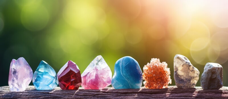 Row of quartz crystals