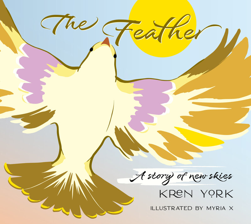 Colorful bird soaring into the sun illustration
