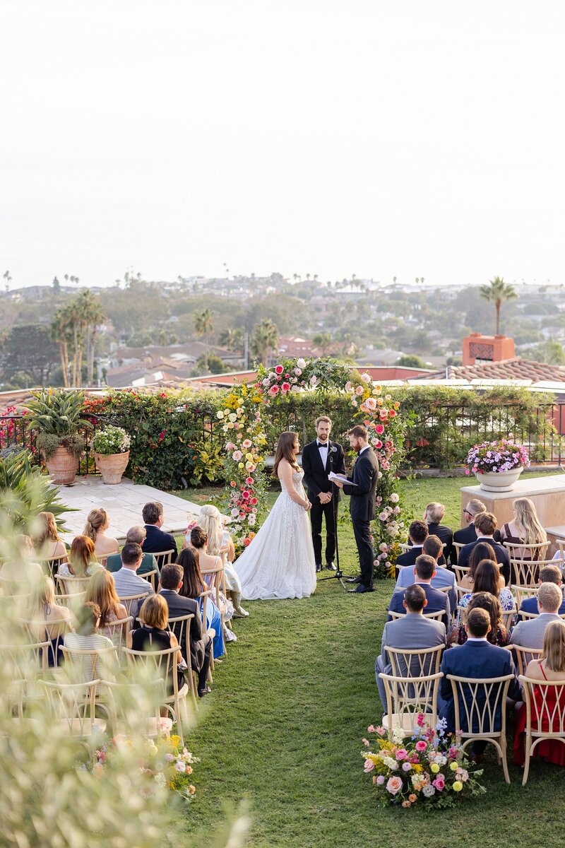 la jolla backyard wedding ceremony with hilltop views