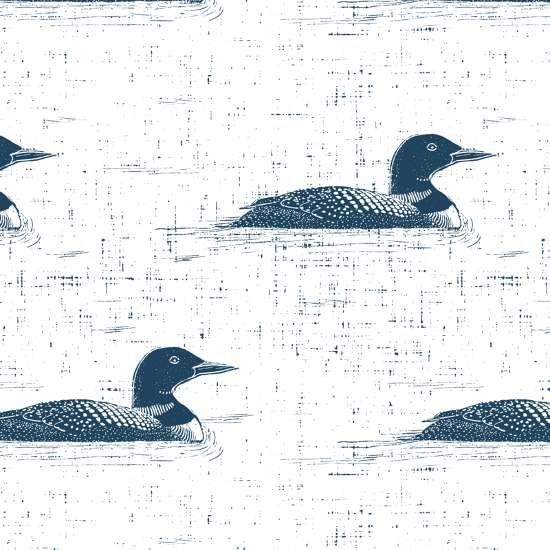 navy blue and white highly textured hand drawn loons pattern available for licensing