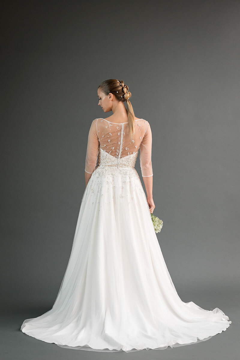 Pearl beaded wedding dress, a-line
