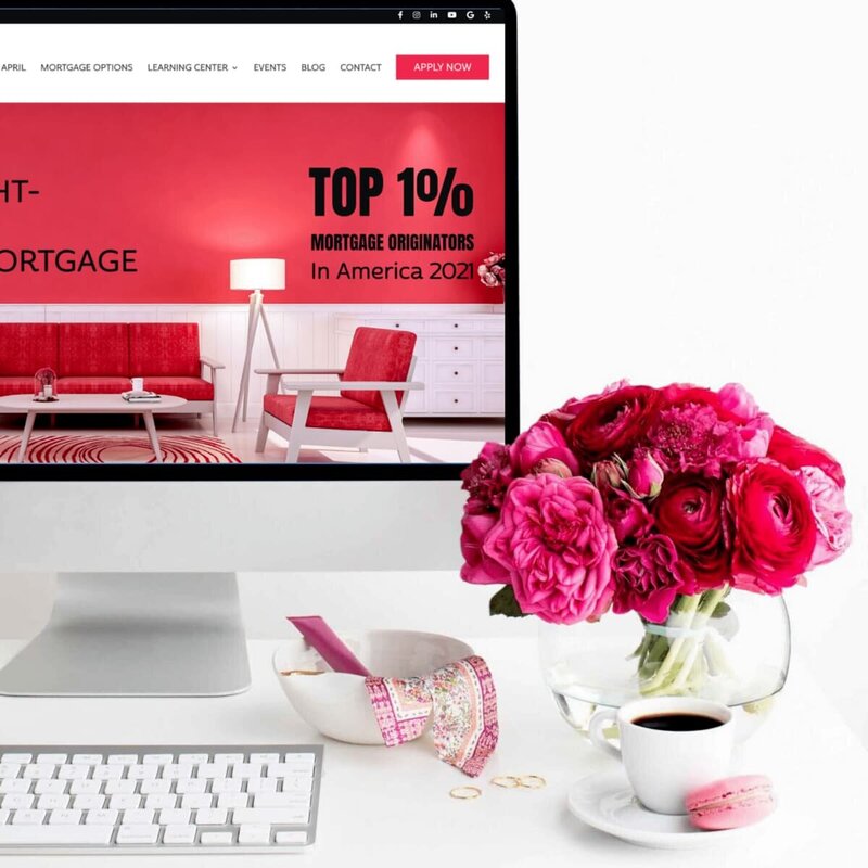 Device mockup showing April Ranallo’s website on apple iMac, custom website design by Rachelle Deem for real estate broker