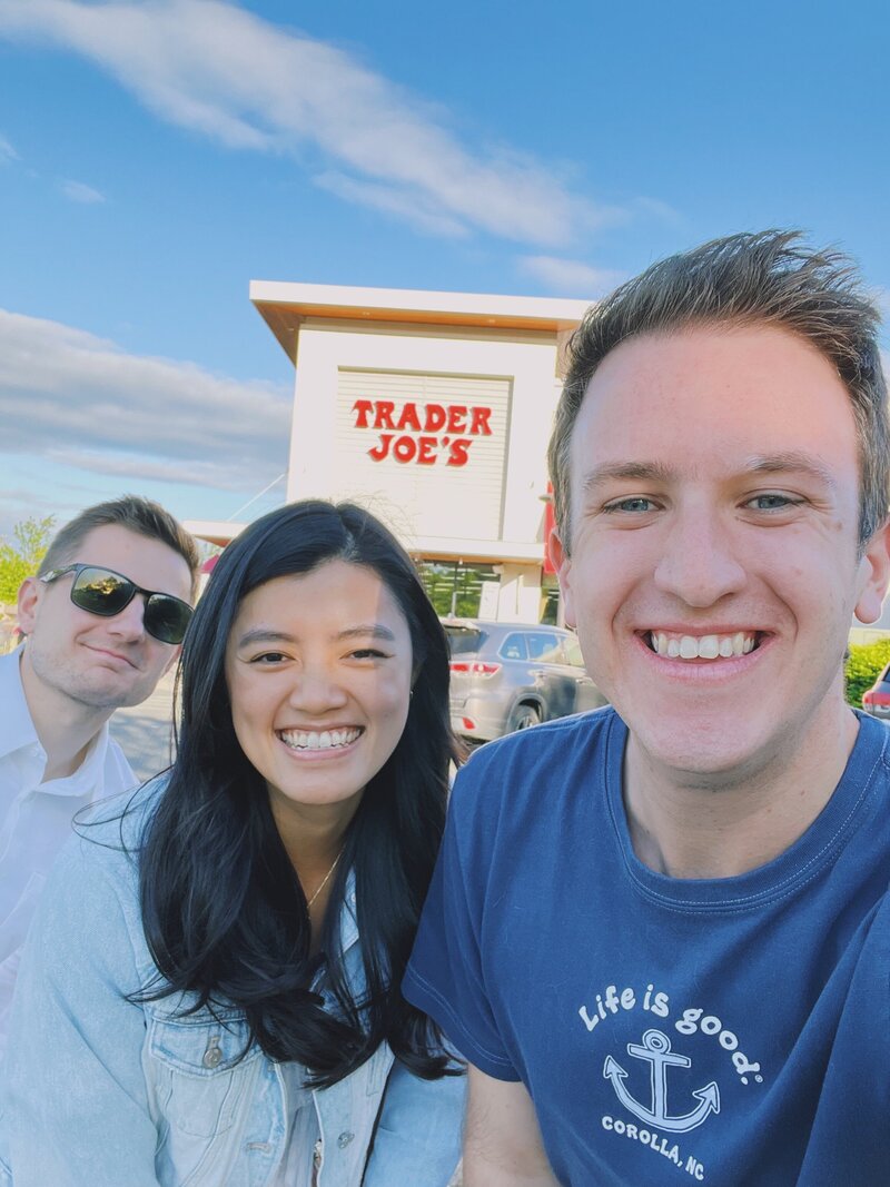 Selfie with three people at Trader Joes