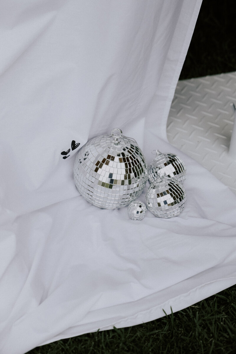 Disco Balls used for styling a wedding party