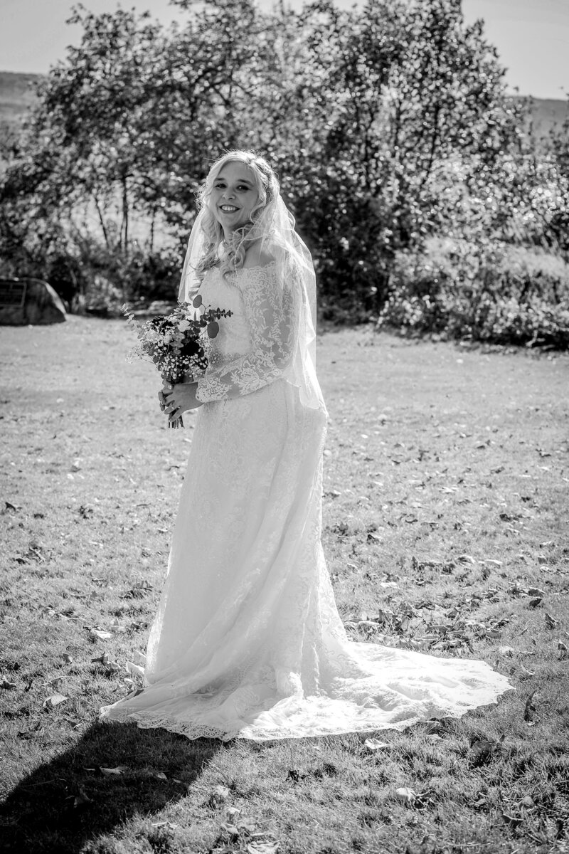 Black & White Photo of Bride | Rangeley, Maine Wedding Photography
