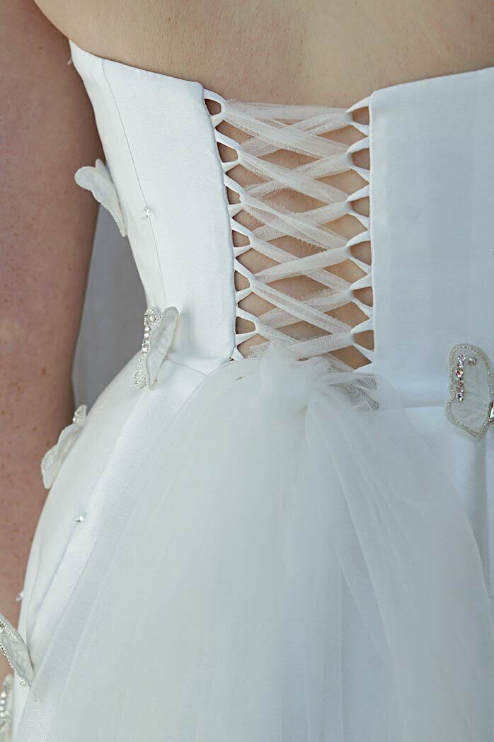 short wedding dress with corset lace up back