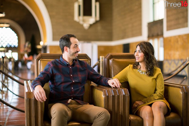 Los Angeles Union Station Engagement Photos
