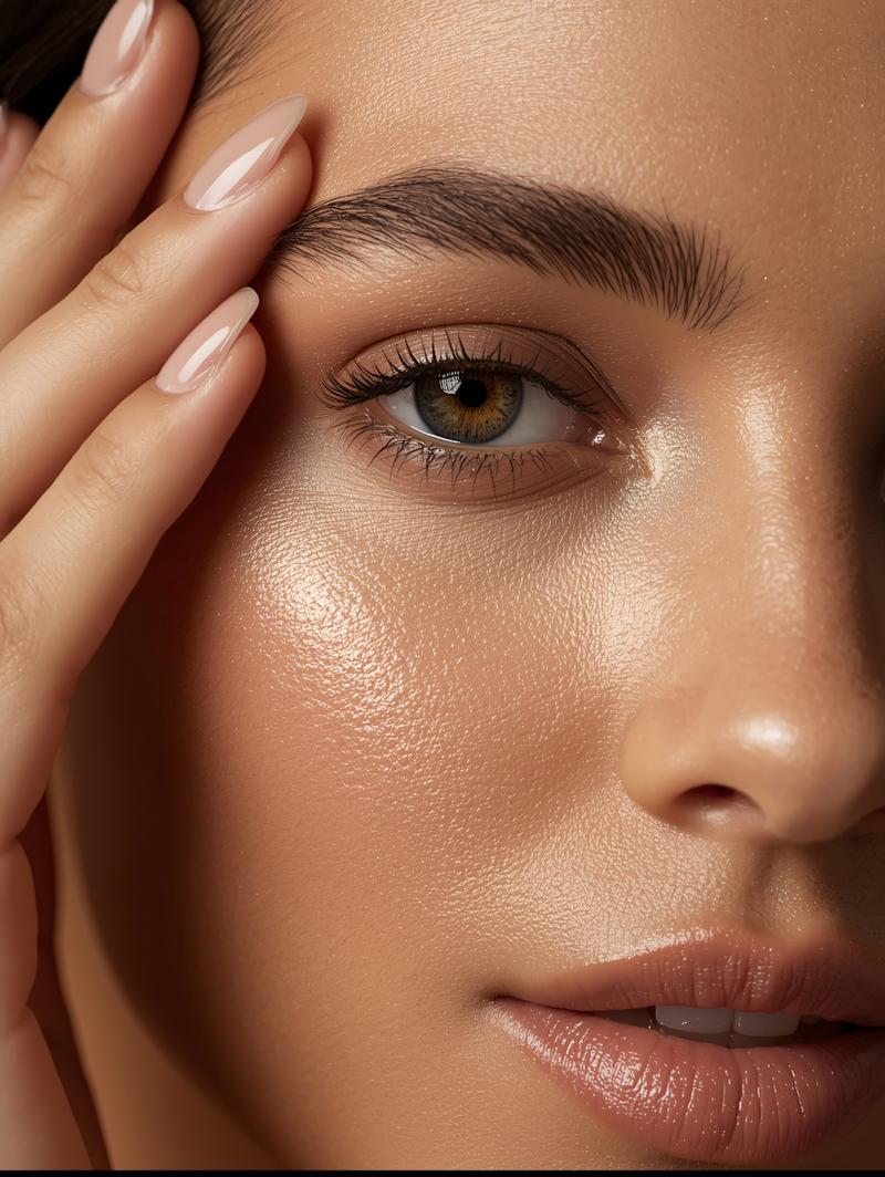 detail ženy s rukou na obličeji