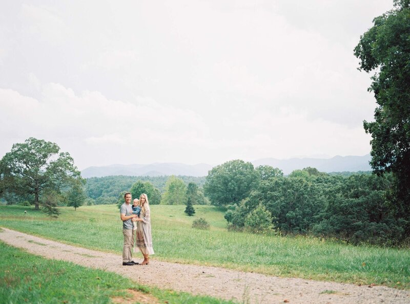 photography of family at Biltmore Estate in Asheville, NC with beautiful mountain view