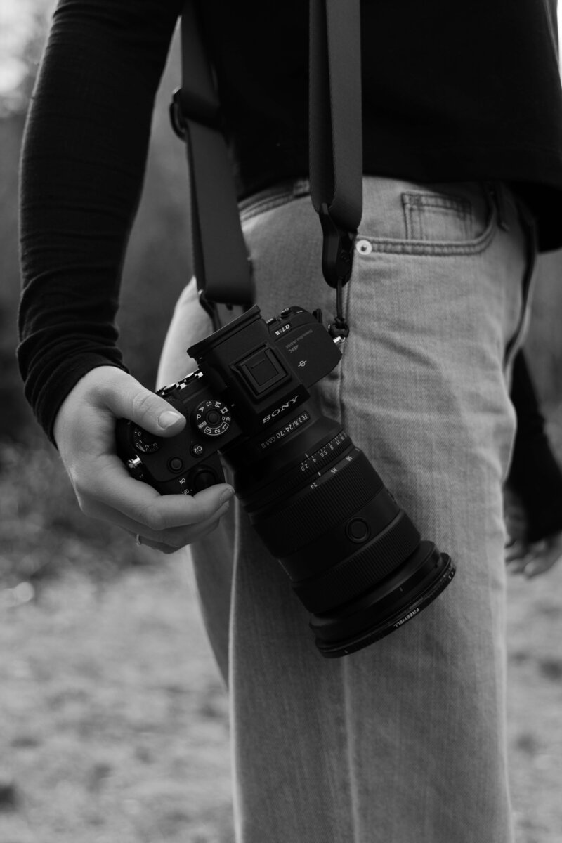 Sony camera on the hip of Karli Fisco