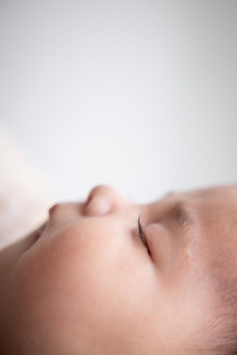 Newborn Baby Profile with long eyelashes