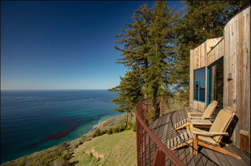 View of ocean and cabin