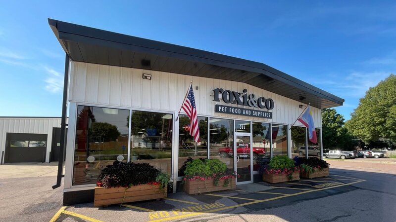 Roxi & Co storefront in Sioux Falls — convenient dog food and supply shopping options.