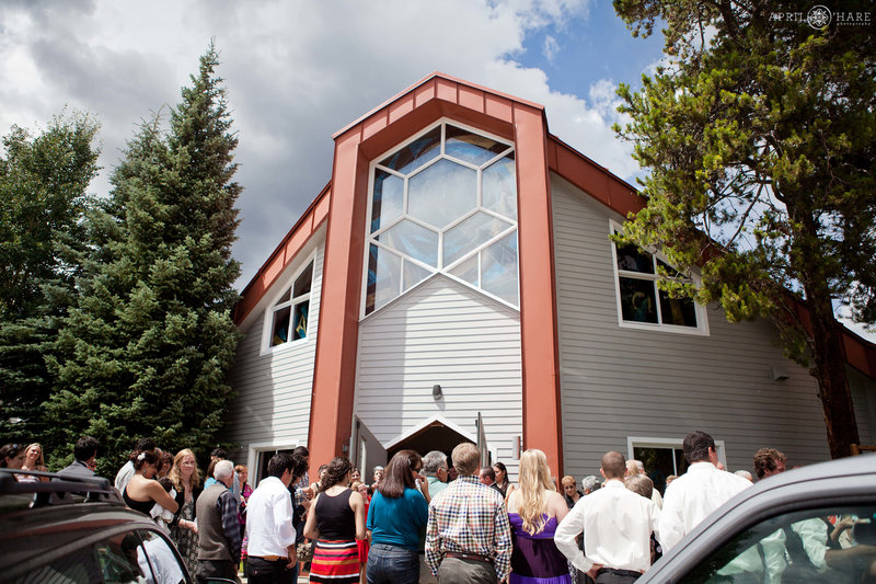 Exterior of the more modern sanctuary at Saint Mary's Catholic Church in Breckenridge Colorado