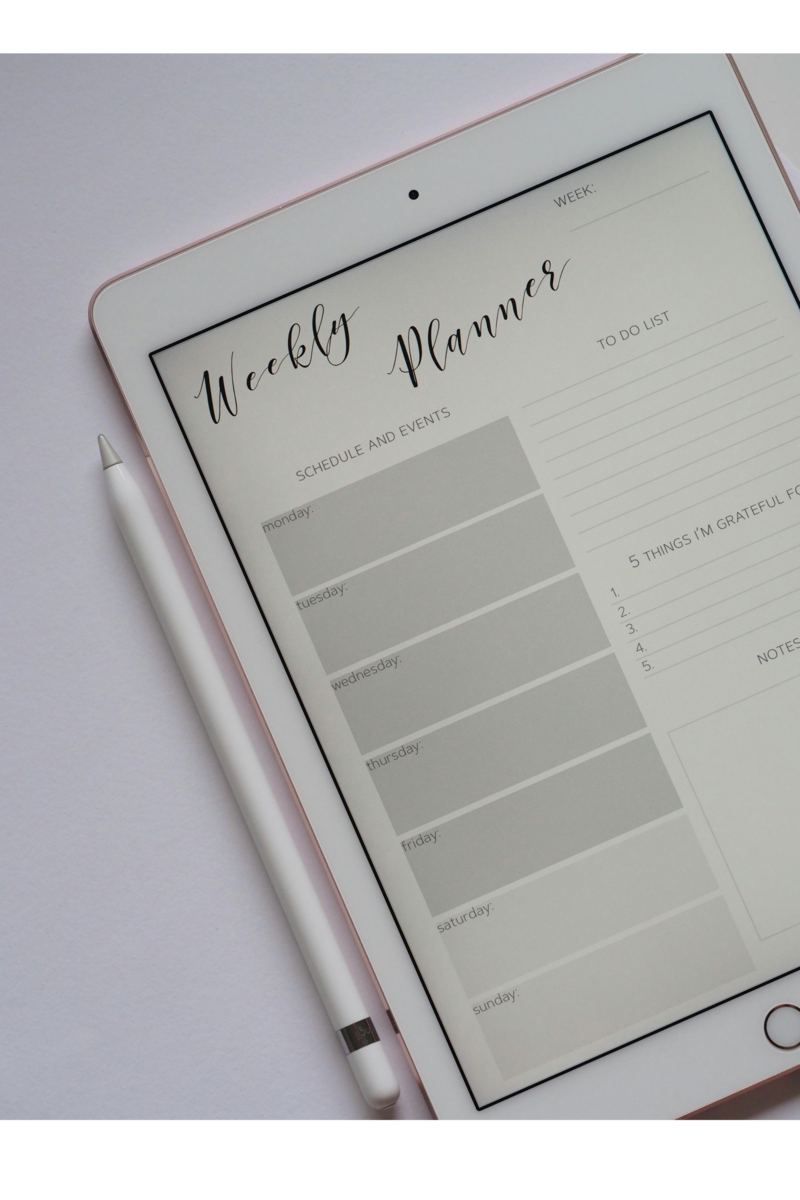 Weekly planner with pen
