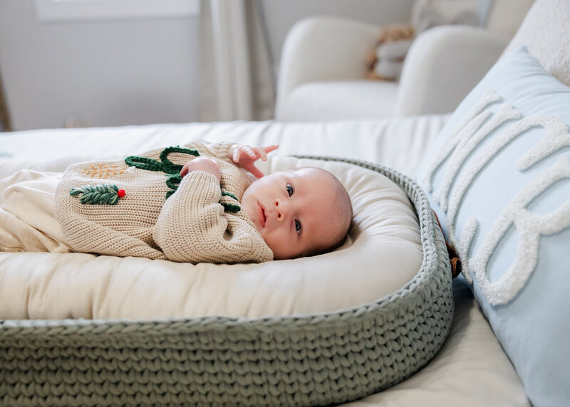 Lifestyle newborn photo session in NJ client's home.