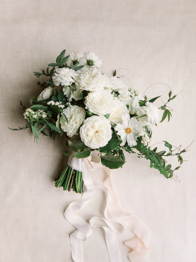 Bridal bouquet for wedding by Jenny Schneider Events at a private residence in Marin County, California.