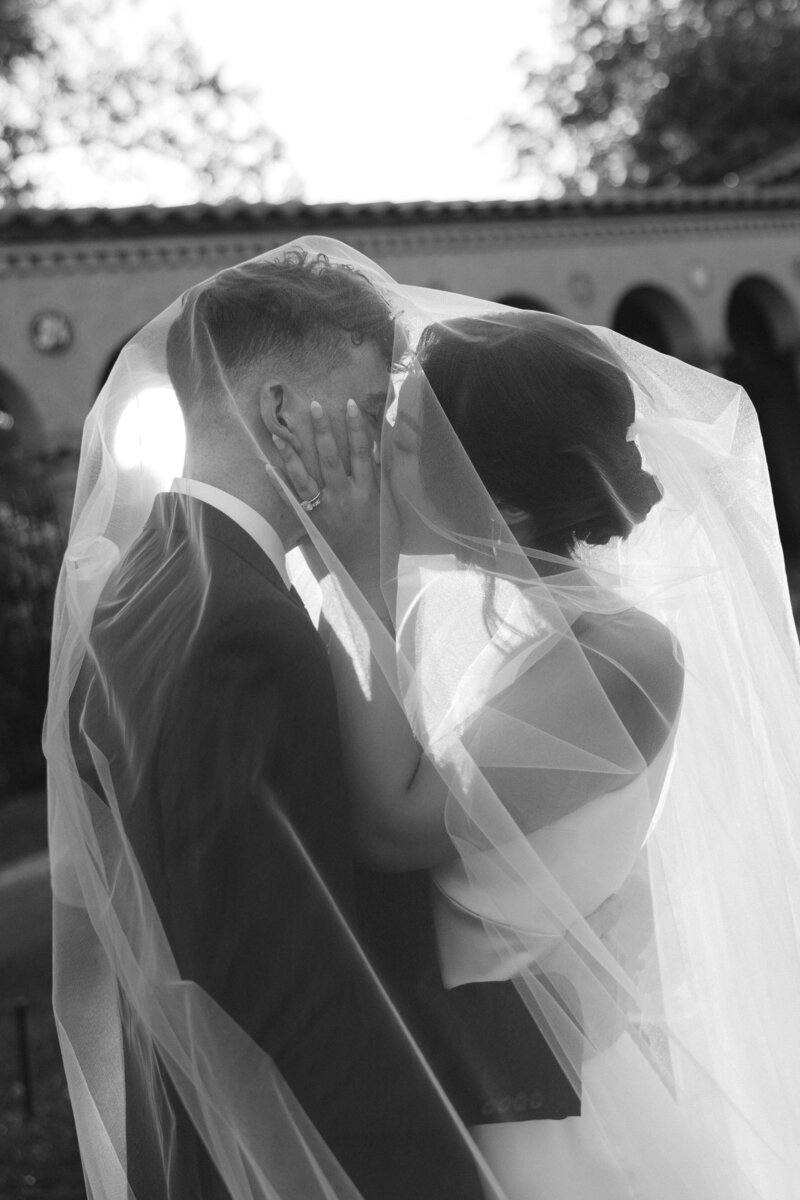 bride and groom holding hands engagement session