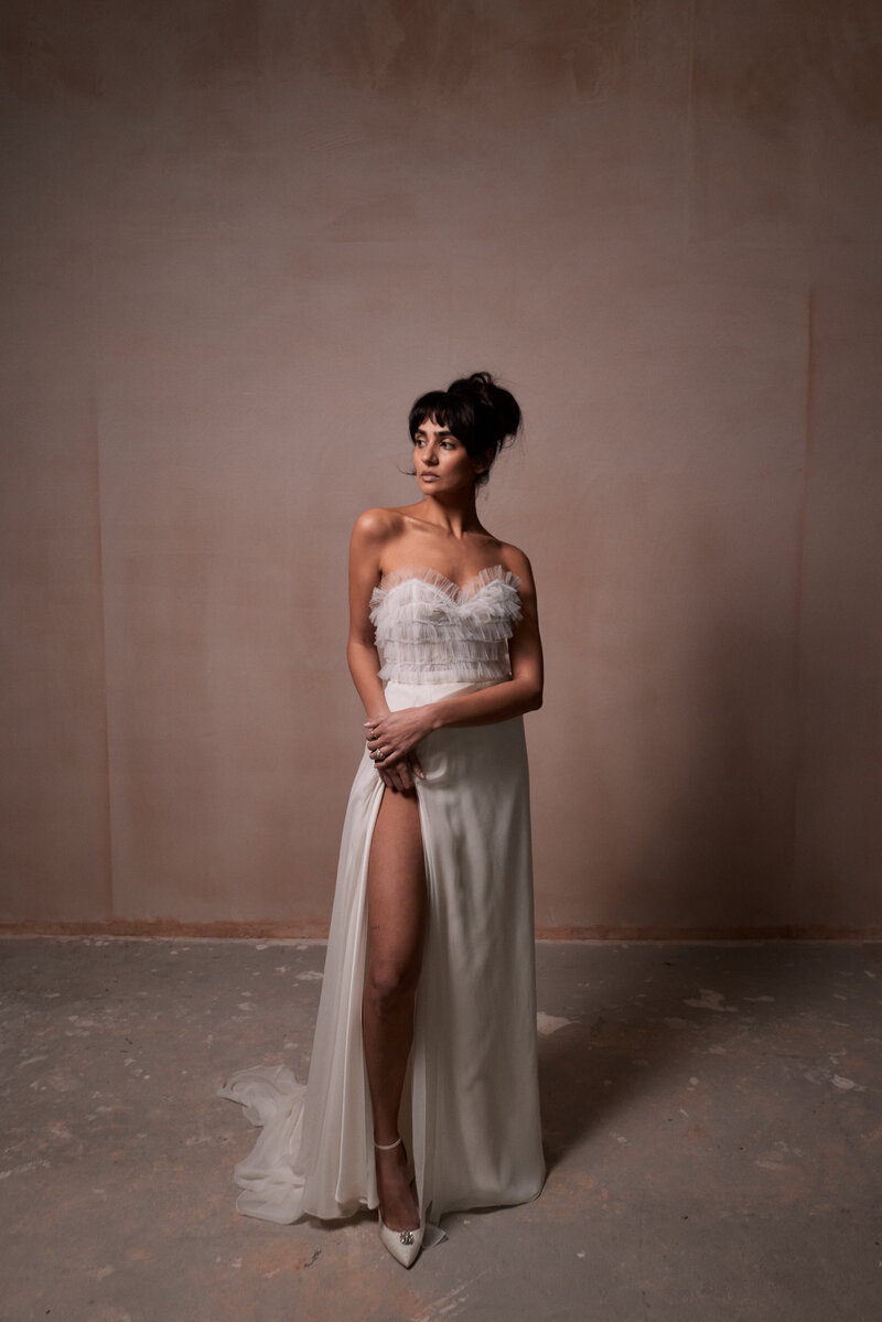 Silk skirt and ballet bridal corset by british handmade designer Luna Bea