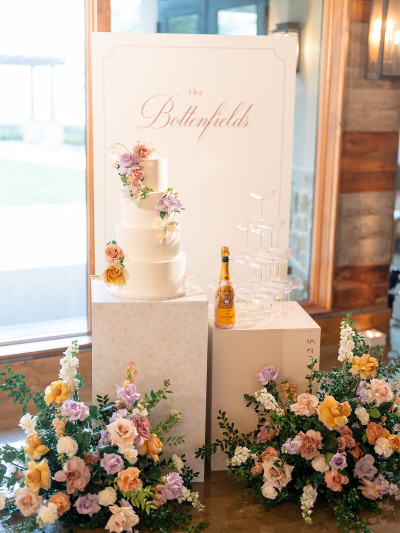 Reception decor in Canyonwood Ridge hall with romantic lighting and Hill Country details