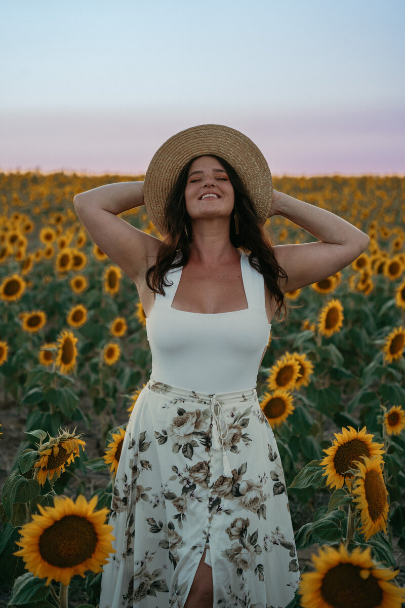 Sunflower field portrait session