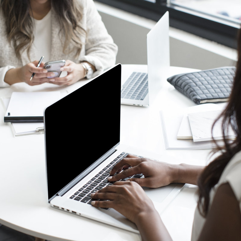 woman working on her laptop