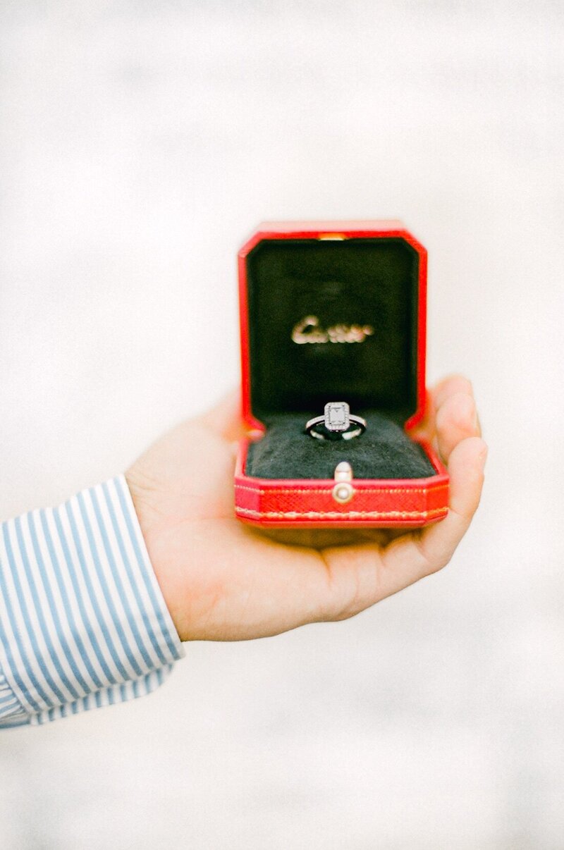 Cartier engagement ring in ring box for surprise proposal