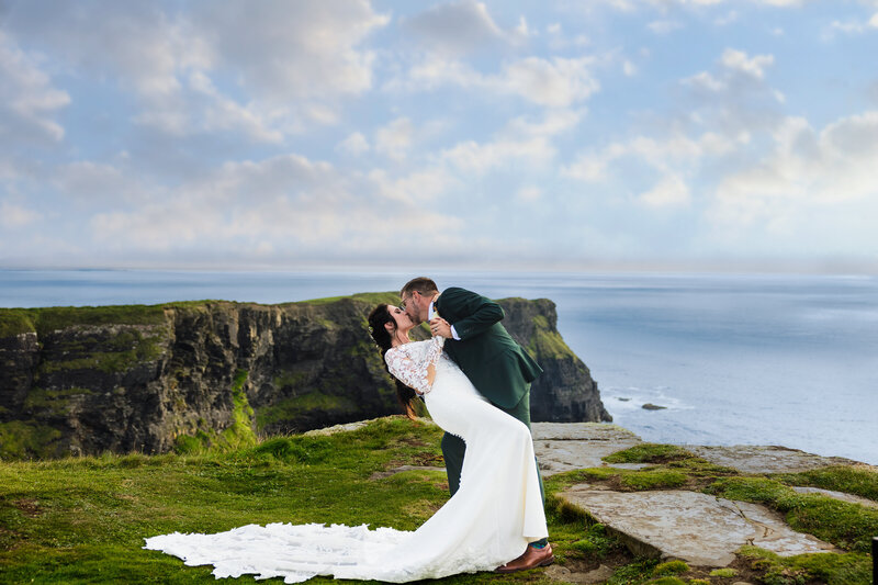Image of Bride and Groom on the Cliffs of Moher