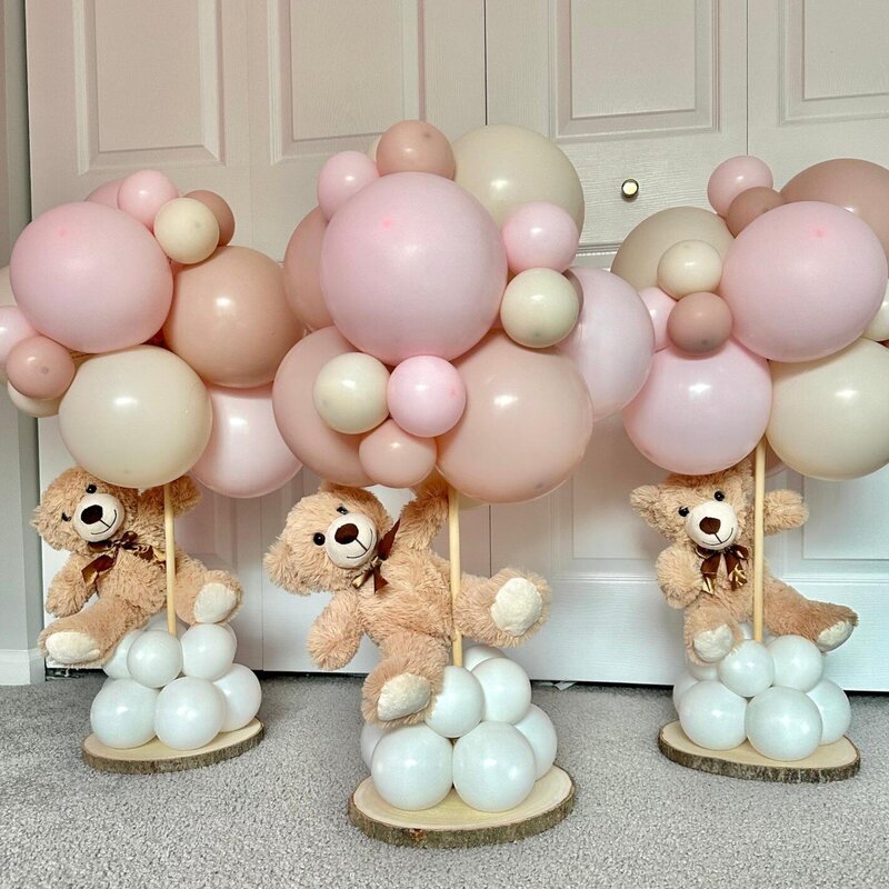 pink baby shower balloons in Chicago - teddy bear