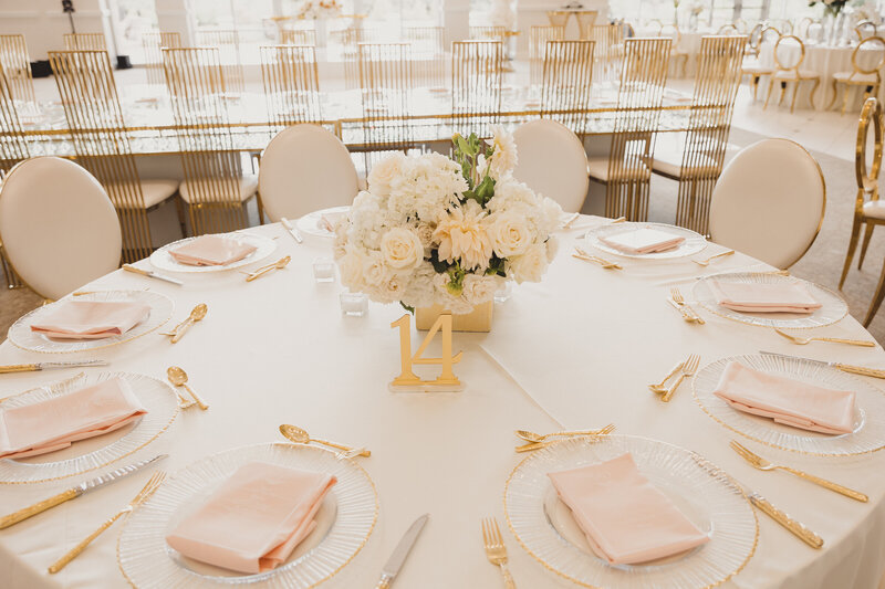 Swank Soiree Dallas Wedding Planner Jamie and Dwayne at The Bowden Wedding Venue - Reception table settings and centerpieces