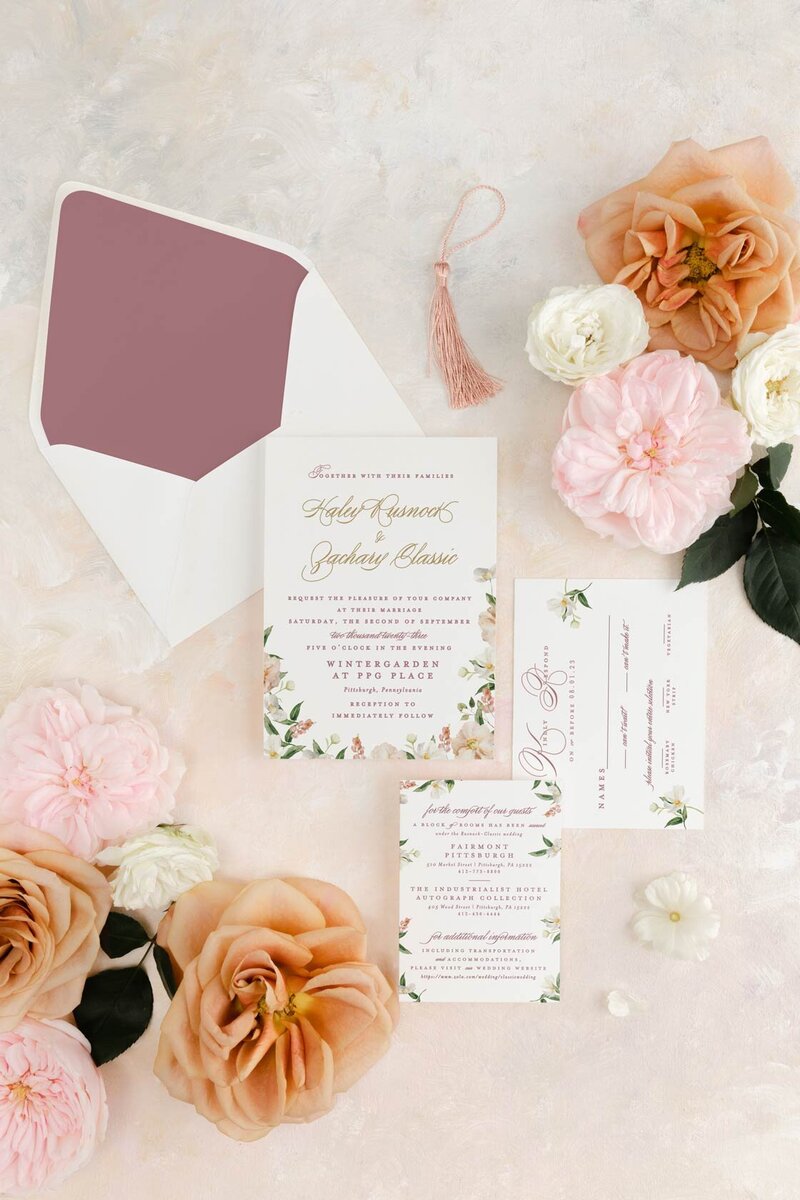 Haley Soft Spring Floral Wedding Invitations