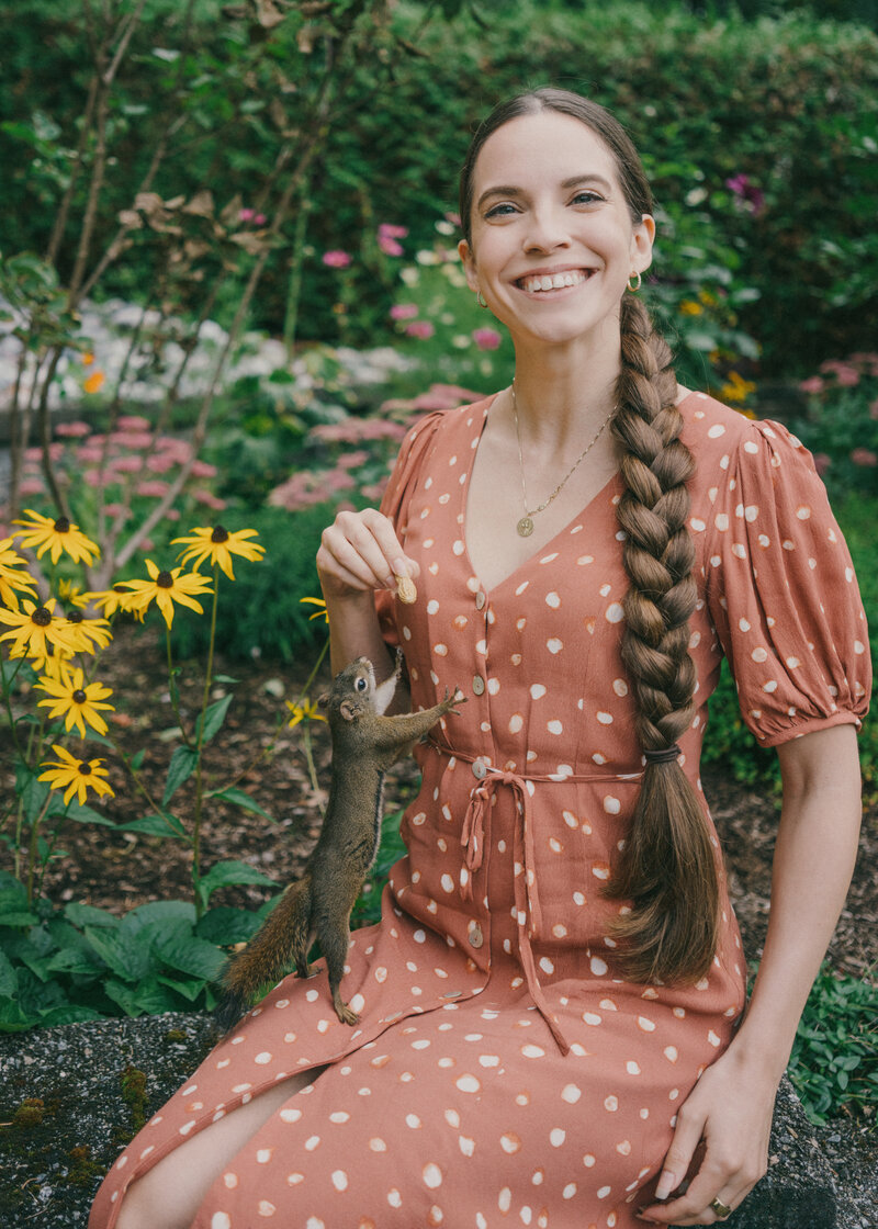 Sarah Nagel of Holistic Habits with squirrel