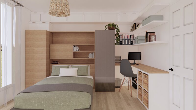 Aménagement chambre ado avec bureau sur mesure petit budget – projet Carole, par Sandrine Meurice Décoration