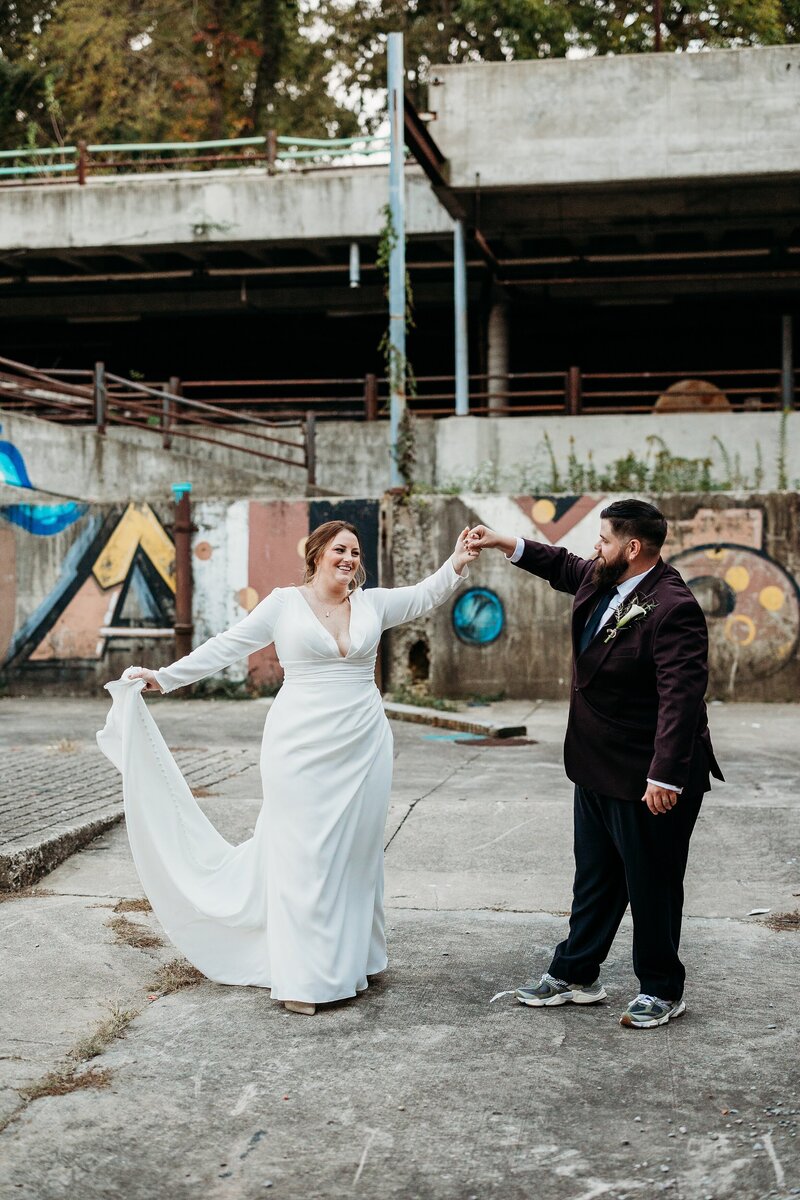 Louisville Kentucky wedding photographer captures urban wedding at Mellwood Arts Center.
