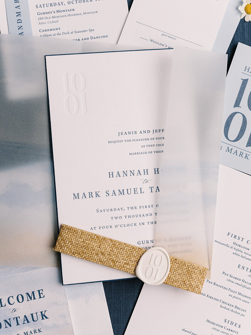 custom wax seal beach invitation