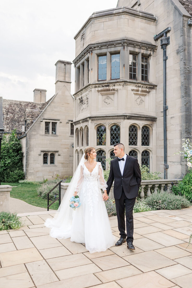 Bride and Groom Walking together at Hartwood Acres in Pittsburgh PA