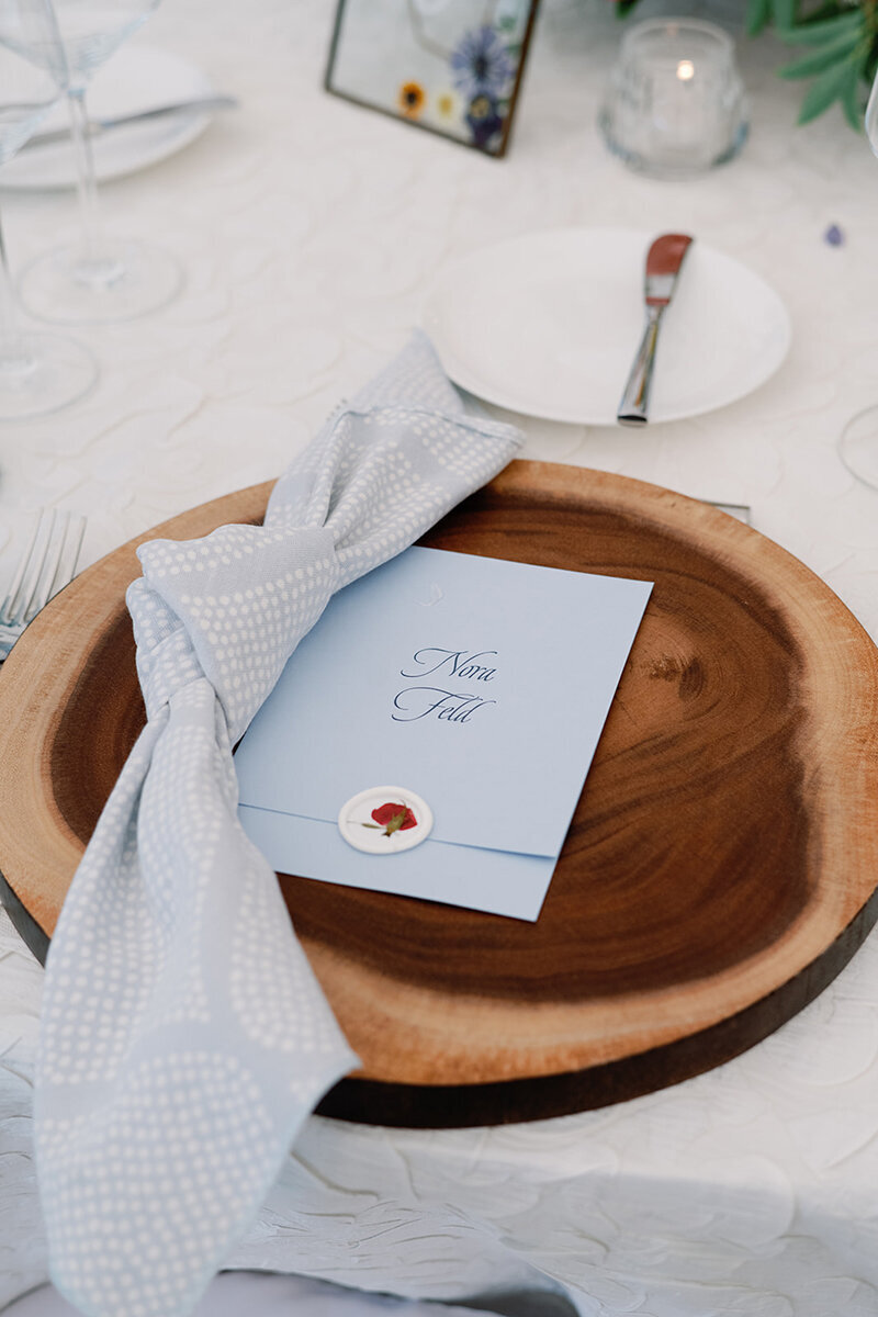 Flower wax seal menu placecard