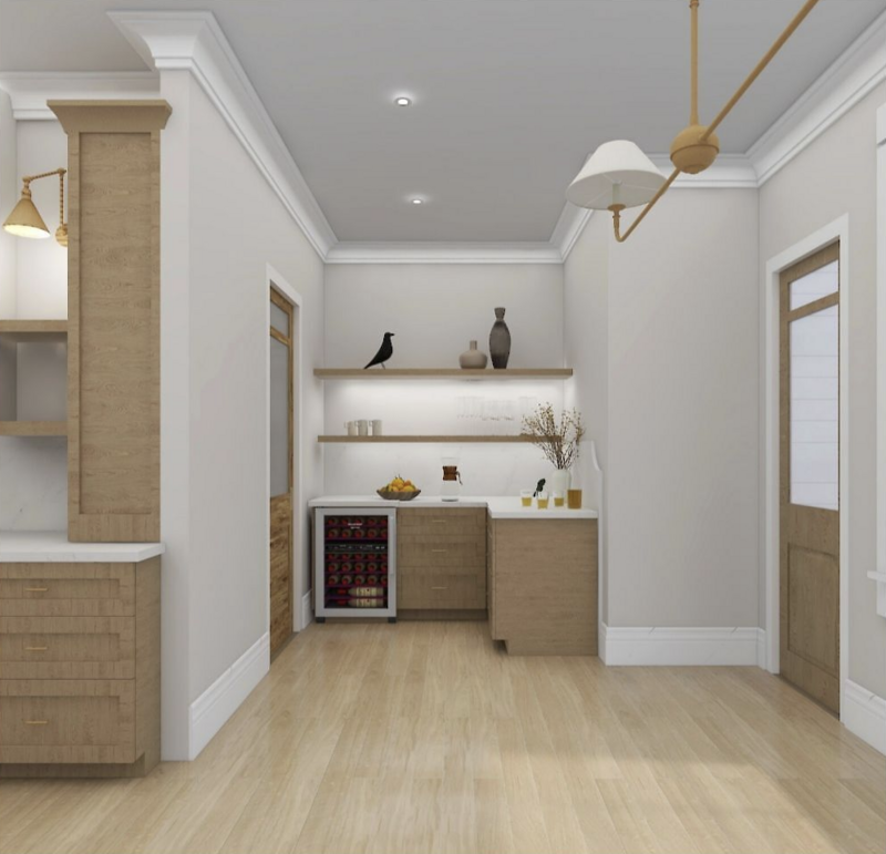 render of a built in wine station