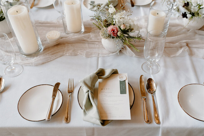 Organic Beano's Cabin Wedding Menu & Place Card